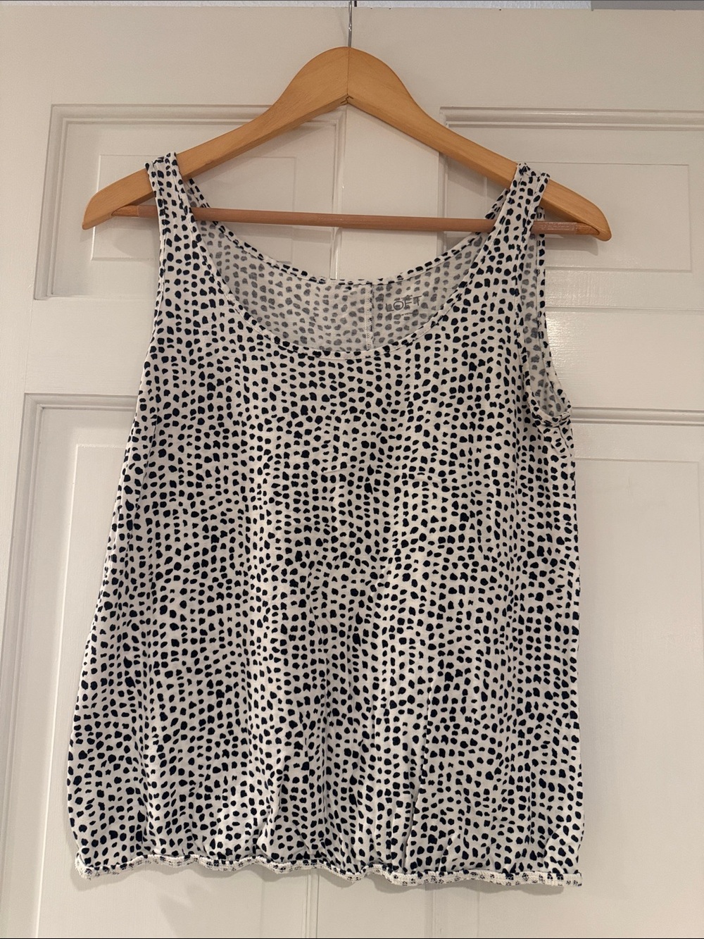 LOFT Black & White Printed Scoop Neck Tank